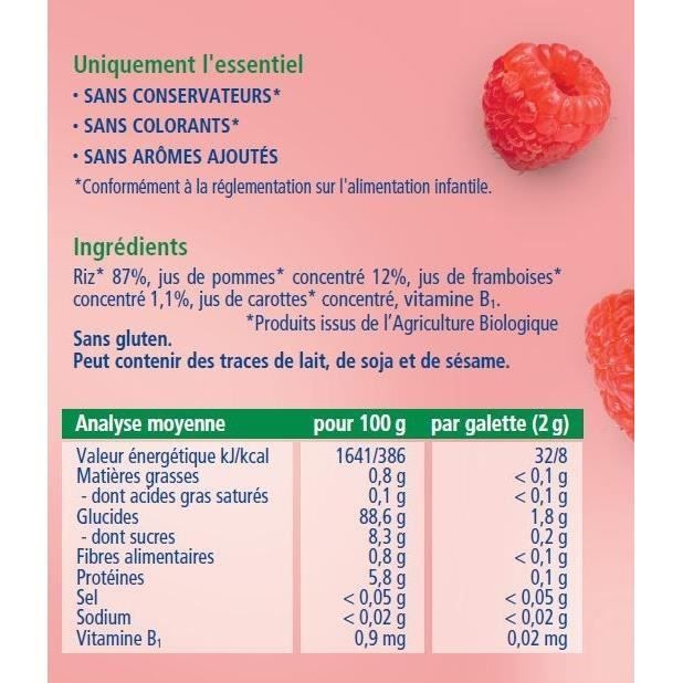 Hipp Bio Mon Goûter Plaisir Galettes de Riz à la Framboise +10m 30g