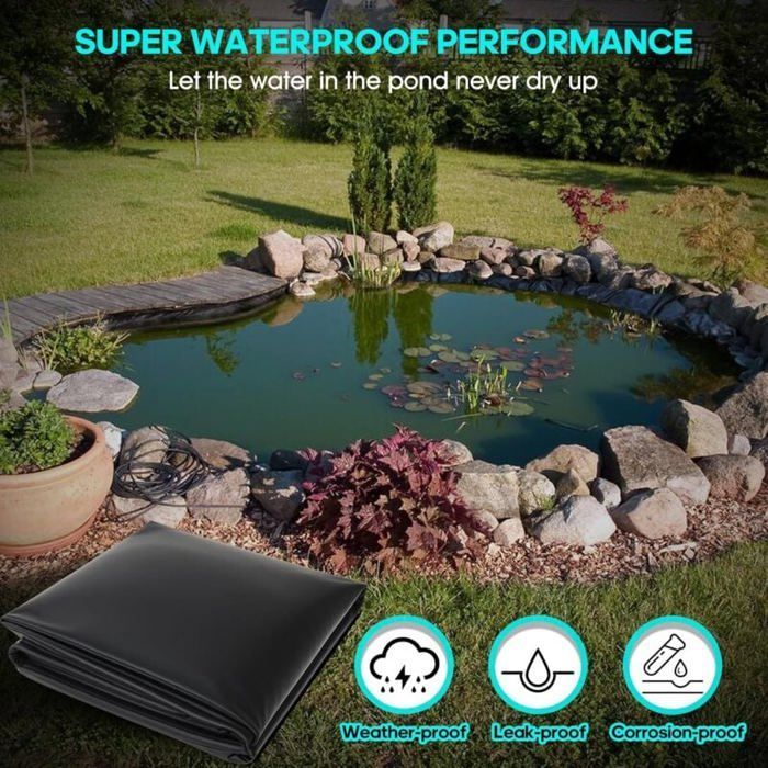 Revestimiento impermeable para estanques - 2x2 m - Revestimiento flexible para estanques, fuentes y jardines acuáticos - Negro - 0,2 mm
