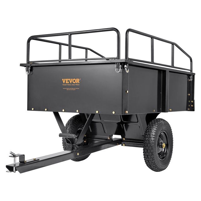 Remolque basculante VEVOR - Capacidad de carga de 340 kg - Remolque utilitario de jardín de alta resistencia - para tractor, cortacésped