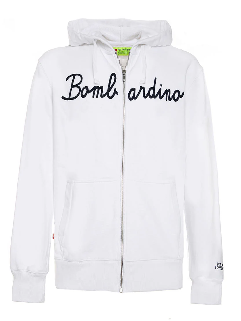 Witte herensweatshirt van Bombardino met borduurwerk op de voorkant.