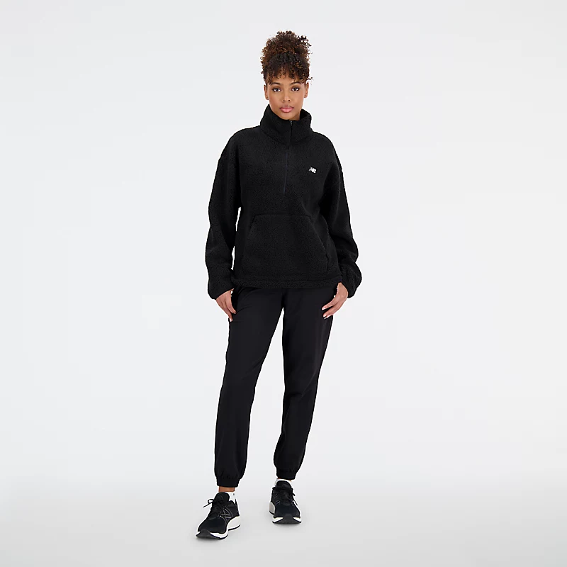 Kobiecy sweter typu sherpa Achiever - CZARNY