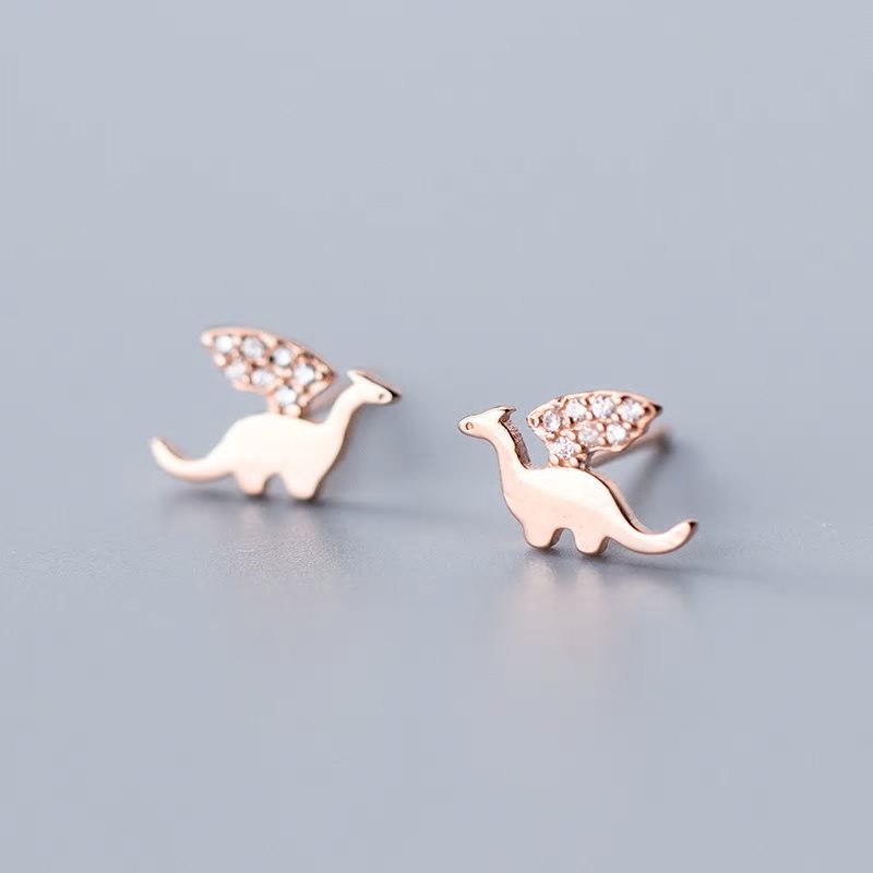 Pendientes pequeños y deslumbrantes de dinosaurio de plata de ley 925 auténtica de MloveAcc, ideales para mujeres, niñas y niñas. Regalo perfecto.