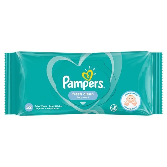 Salviette detergenti per neonati - Pampers - Fresh Clean - Confezione da 5 - Ipoallergeniche - 52 salviette