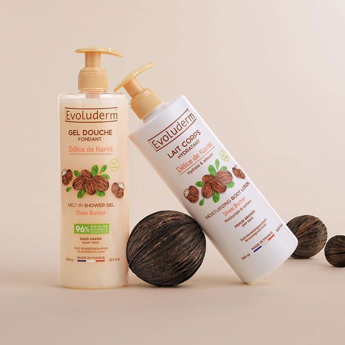 EVOLUDERM - Body & Hair Routine 7 products Shea Butter Delight + Free Hairbrush - Ideal gift