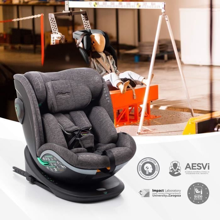 Silla de coche BABYAUTO XPERTA BLACK LINE - Desde el nacimiento hasta los 12 años - 0-36 kg - I-Size - ISOFIX - Giro de 360° - ECE R129