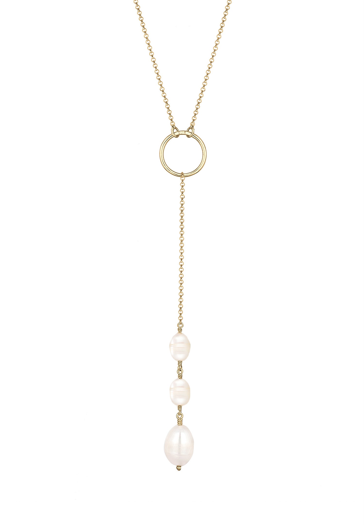 Elli Form de Y Geo Perles de Culture d'Eau Douce Femme Plaqué Or Argent (925/1000)