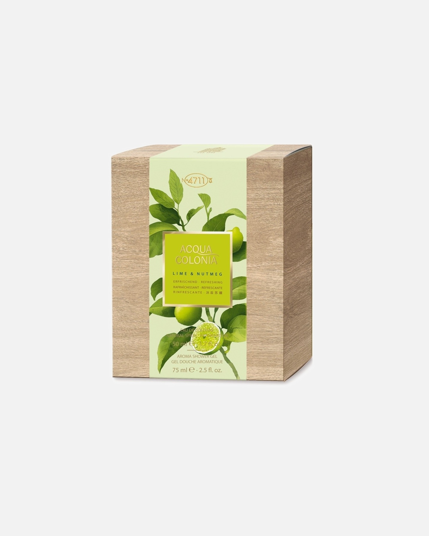 4711 Acqua Colonia Dišavni set Limeta in muškatni orešček Darilni set - kolonjska voda v spreju 50 ml + aroma gel za prhanje 75 ml 1 kos.