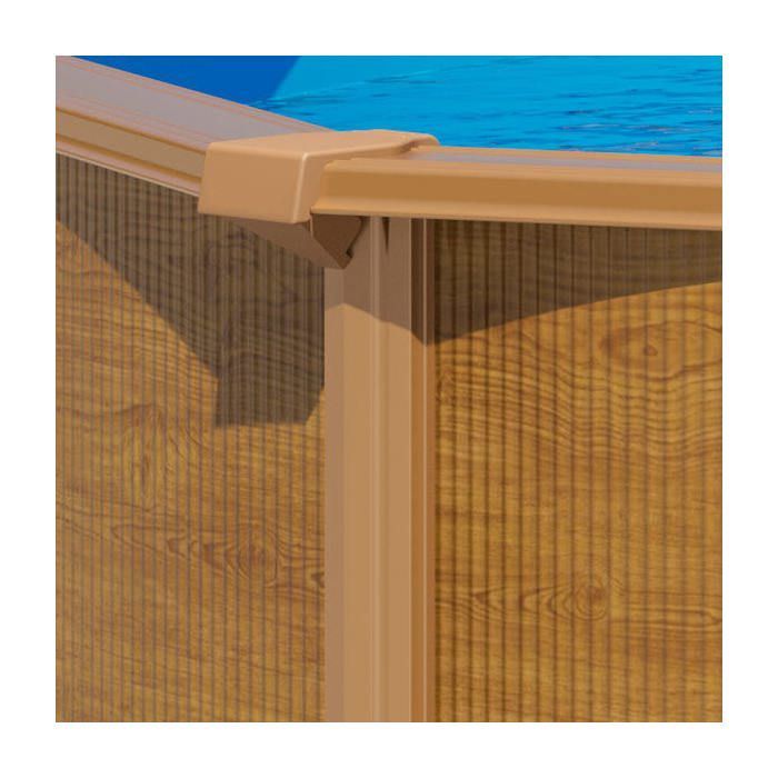 Piscina redonda elevada de acero CANYON de Ø 3,65 x 1,20 m con acabado imitación madera.