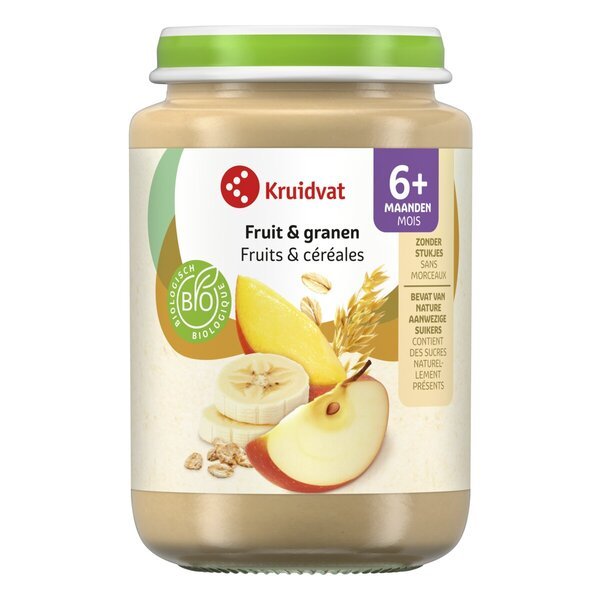 Kruidvat 6+M Bioloģiska augļu un graudu uzkoda<br>190g