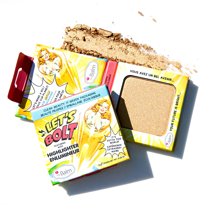 iluminador, sombra e realçador de maçãs do rosto Let's Bolt da theBalm