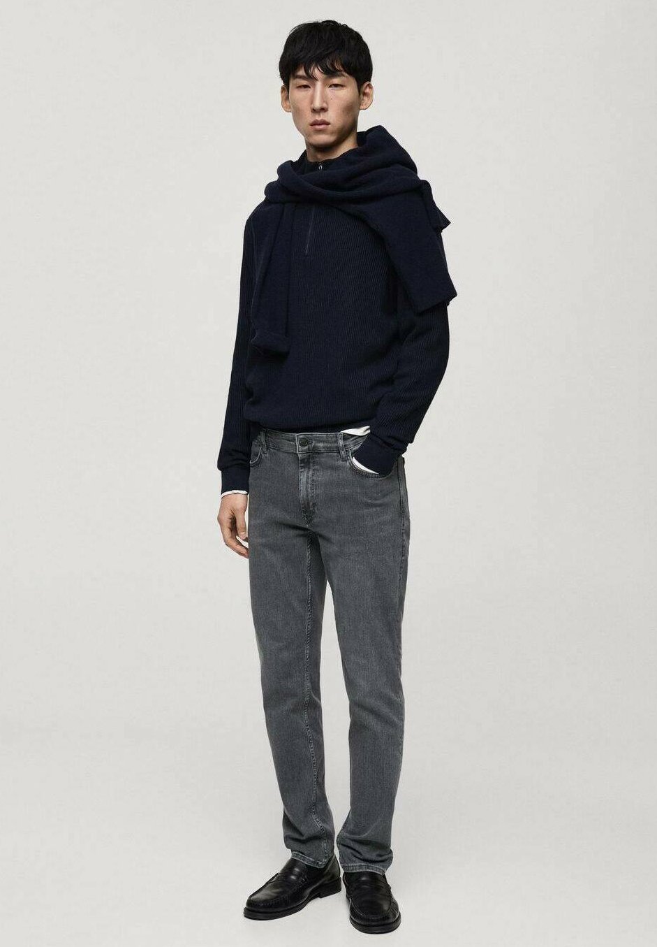 Jean droit Mango - denim gris