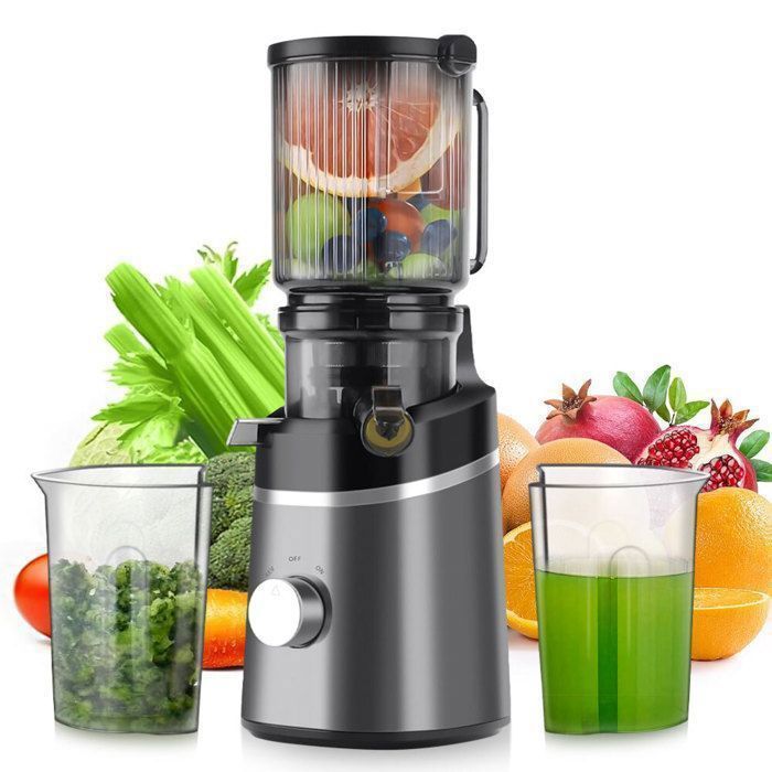 Spremiagrumi verticale per frutta e verdura, 120 mm, con 2 tazze e spazzola, 800 W e capacità di 1,5 litri.
