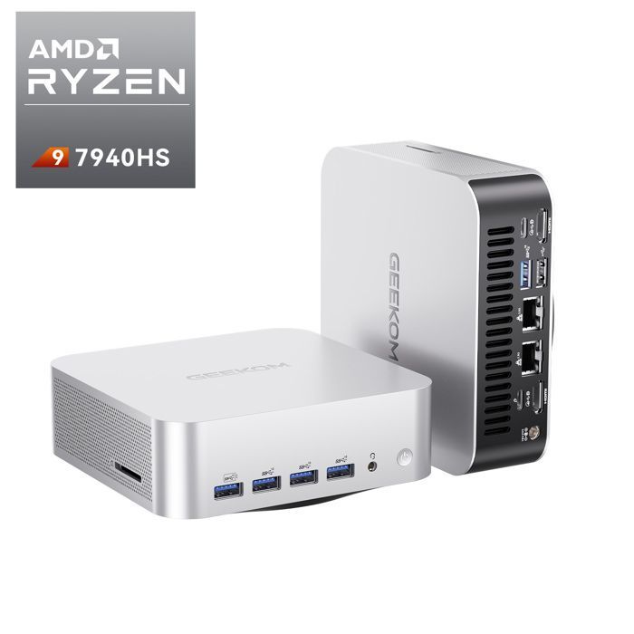 GEEKOM Mini PC A7 Max AMD Ryzen 9 7940HS, 1To SSD +16Go DDR5 RAM (Évolutif, Non-LPDDR), Lecteur SD,Windows 11 Pro