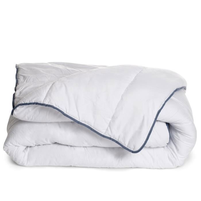 Juego de cama individual para cama de 90x190 cm: edredón de peso medio de 140x200 cm + almohada de 60x60 cm. Para todas las estaciones. Fabricado en Francia. BLEU CALIN.