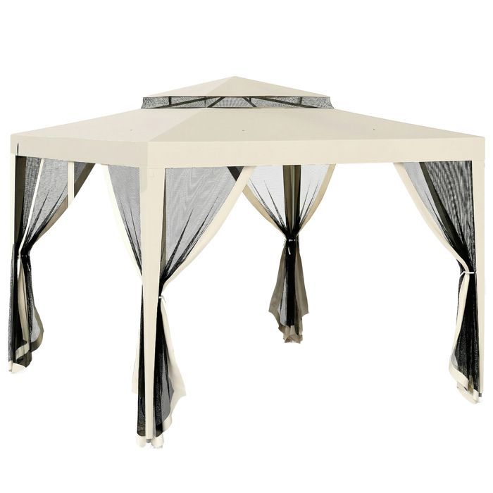 Outsunny - Garden gazebo/marquee - Polyester - 297x297x268cm - Beige