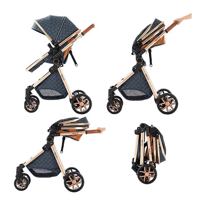 Poussette 3 en 1 Magic ZC Poussette Pousette trio 3 en 1 Pousette Avec Grand panier Avec habillage pluie Sac à main Gris foncé