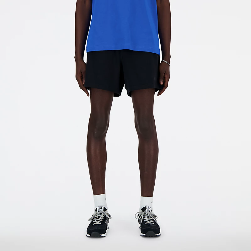 Heren sportshorts van badstof (5 inch) - Zwart