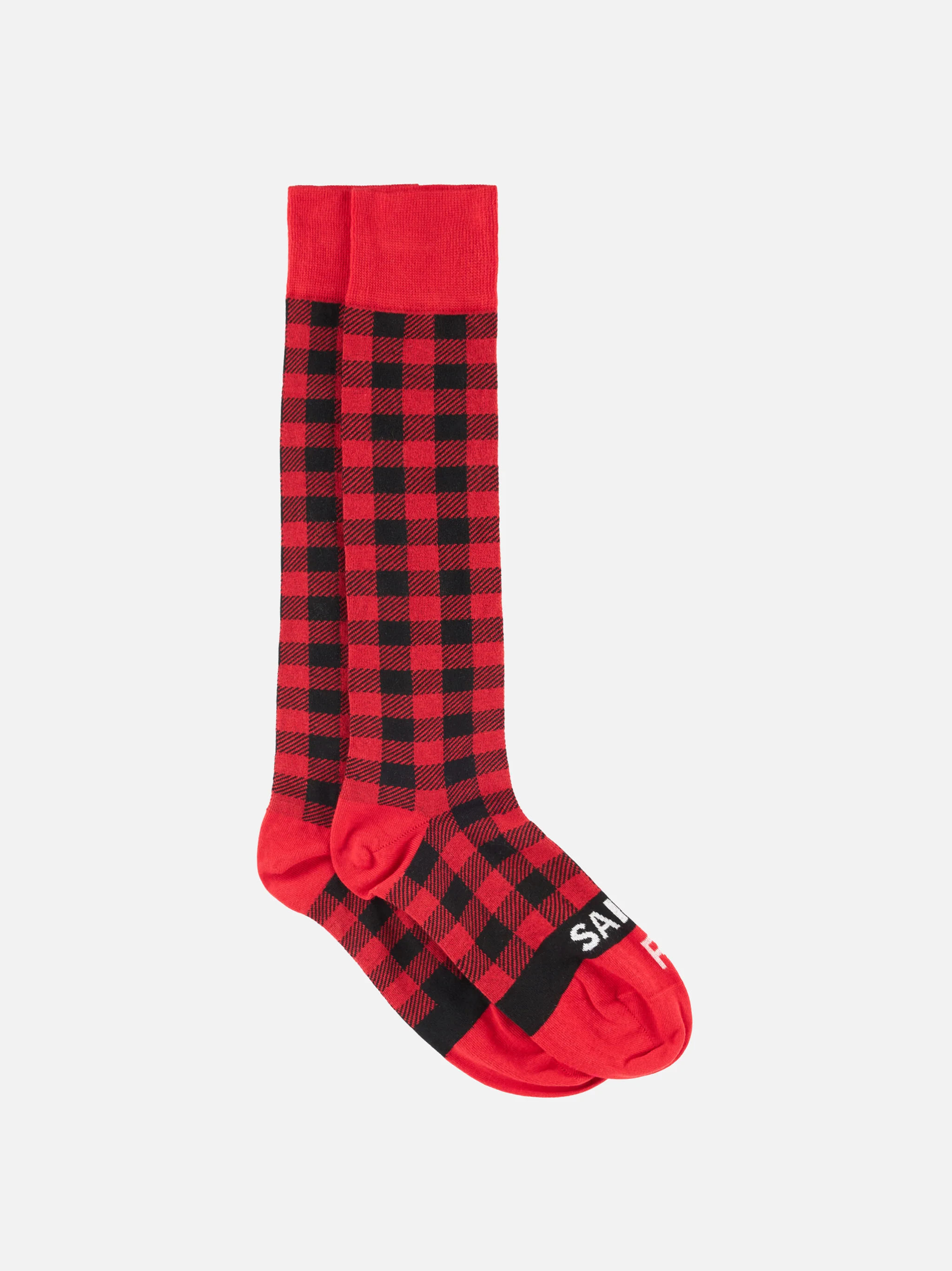 Rot-schwarz karierte, elegante lange Herrensocken