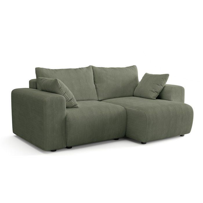Canapé fixe d'angle réversible - 4 places - BOGOTA - Tissu Vert - 227 x 138 x 86 cm