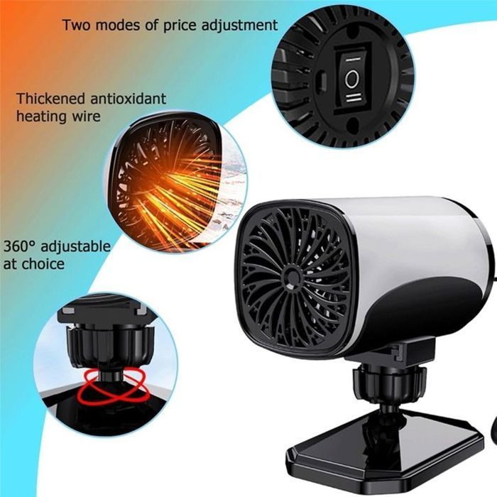 Chauffe Voiture Portable 12V 150W 2 en 1 Ventilateur De Refroidissement avec Base à 360 pour Voitures camions SUV Taxis