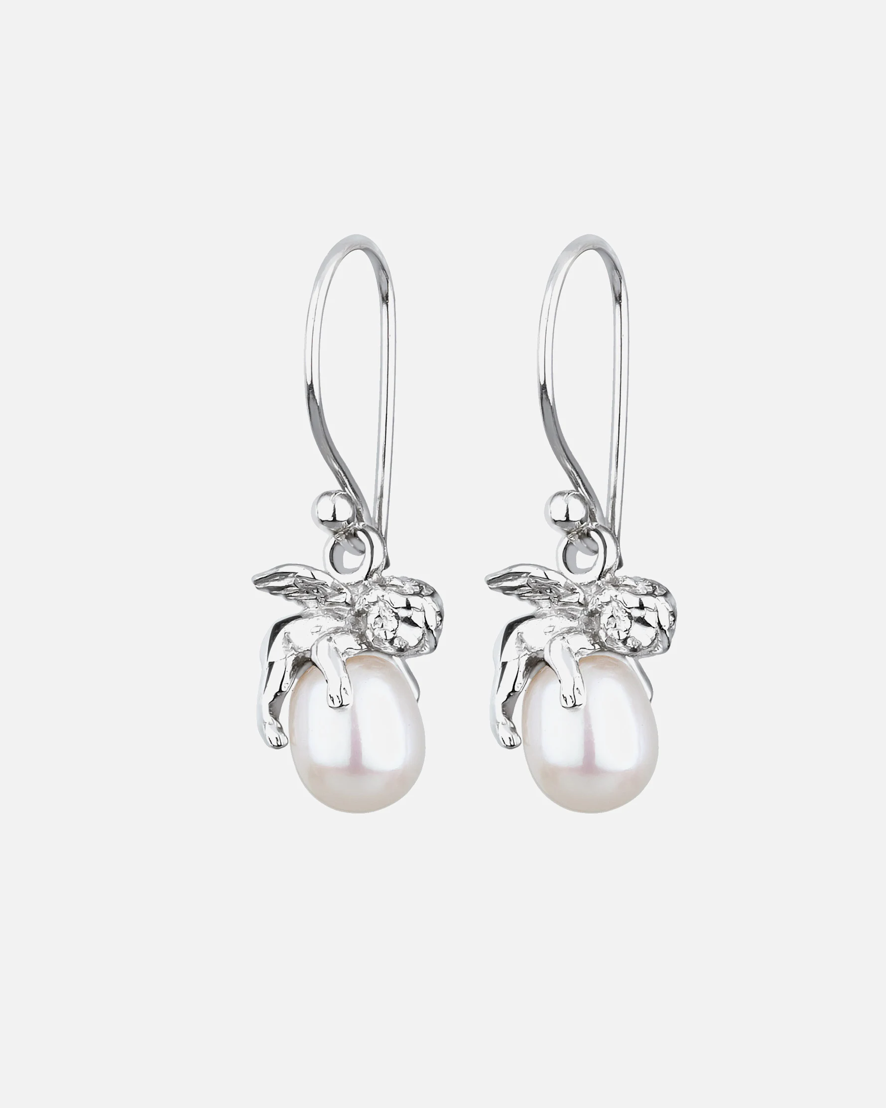 Elli Femmes pendentif d'oreilles ange gardien élégant avec Perle de culture d'eau douce en argent sterling 925