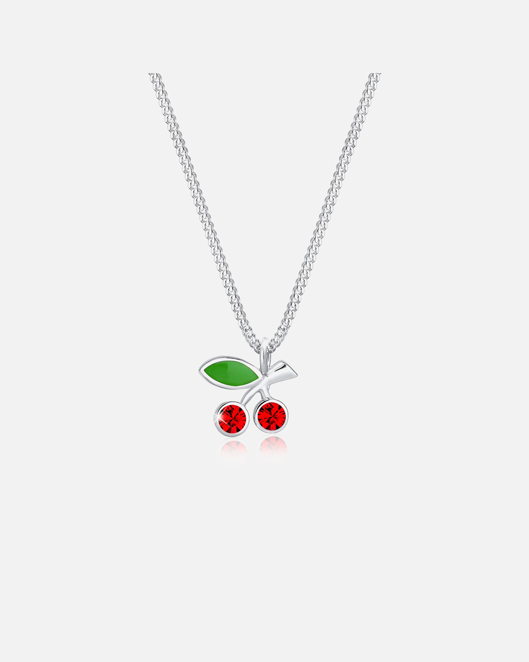 Elli Cerise Pendentif avec Cristaux Mignon Collier Enfants - (925/1000) Argent