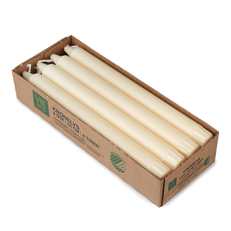 Vie Eco Crown ljus 8-pack 24 cm eko elfenben