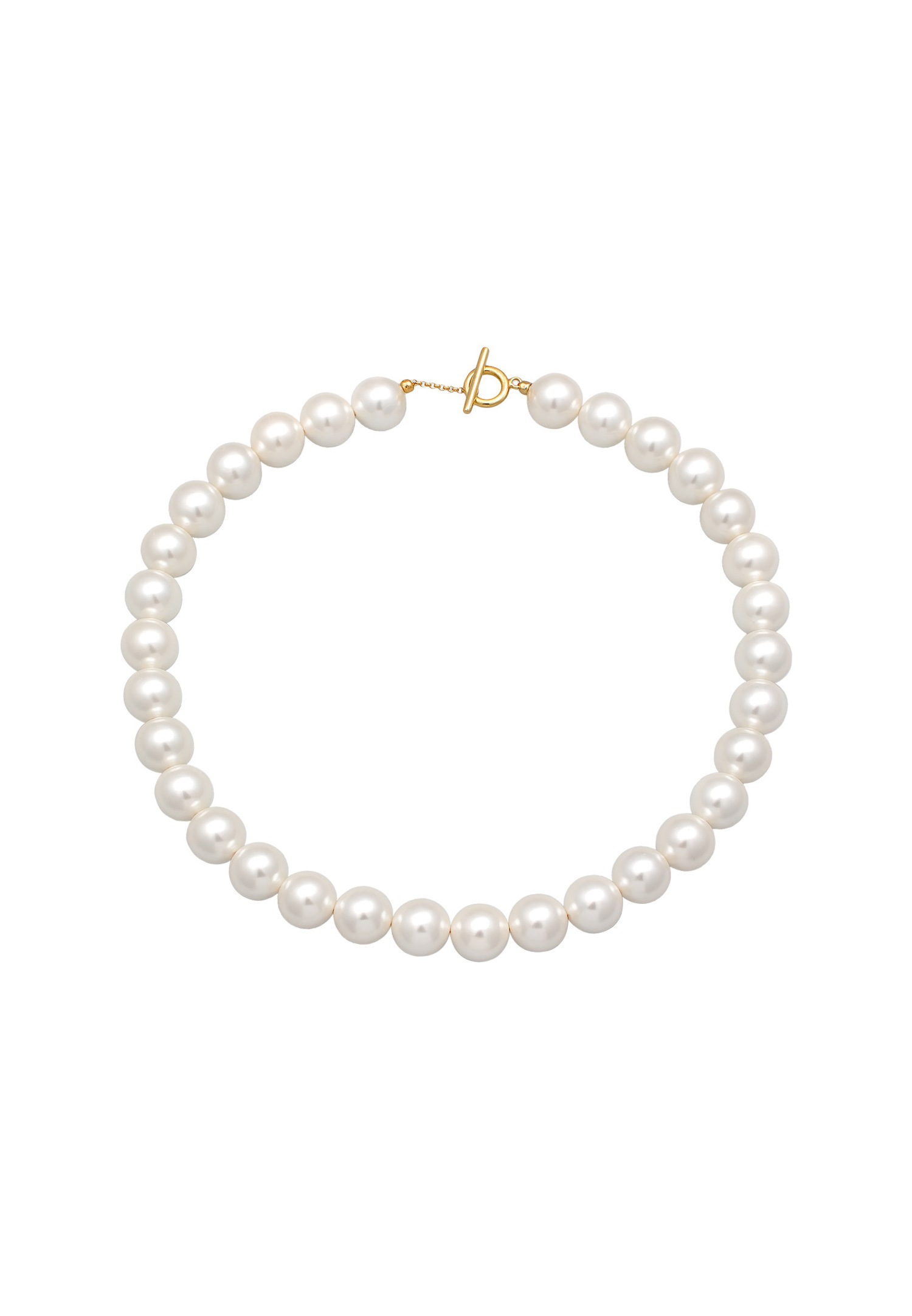 Elli Femmes Tendance T-Bone fermoir avec perles de coquillage en argent sterling 925 plaqué or