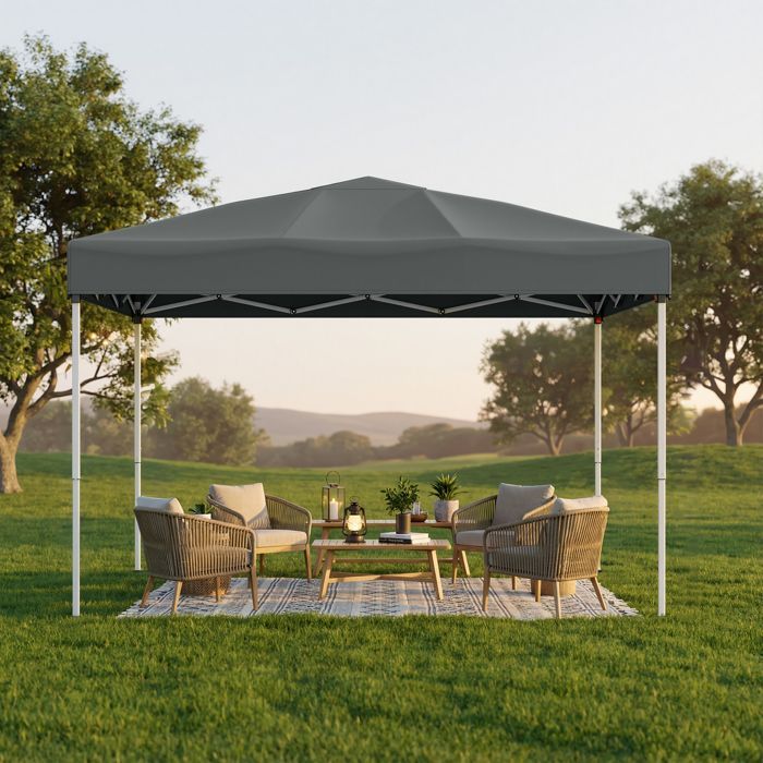Tonnelle Pliant 3 x 3 m, Protection Solaire, Tente de Jardin, Portable, Usage Extérieur, Gris