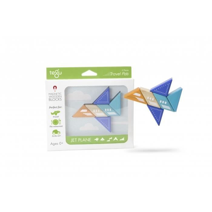 Children's board game - Tegu Pocket Buddy 6 Pieces - Airplane - Magnetic wooden construction set