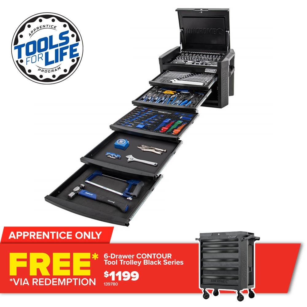 Conjunto de ferramentas de contorno KINCROME TFL com 246 peças e 6 gavetas, preto P1800MB