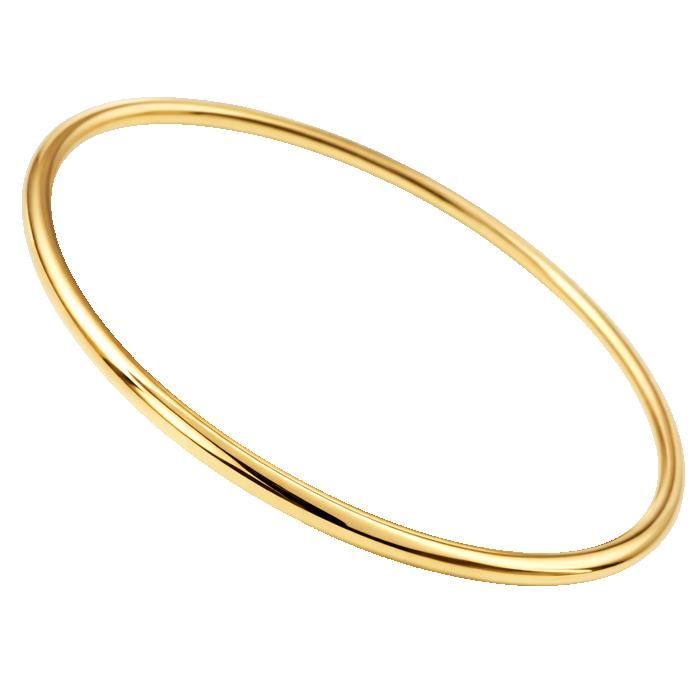 Bracelet JONC Femme Plaqué Or 18 Carats Rigide Fil Rond Épuré Diamètre 66mm Bijou Poinçonné Éclat Miroir Cadeau Luxe Classique Chic