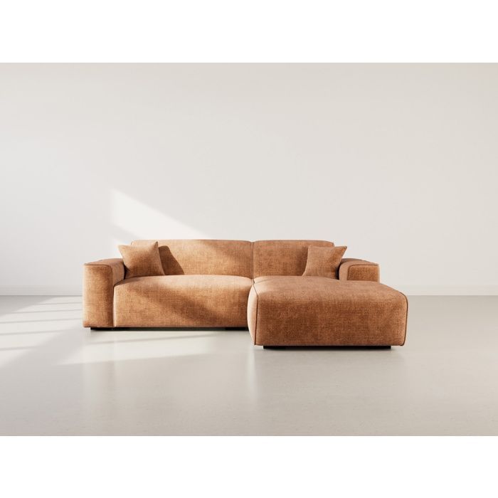 Lison – 4-Sitzer-Ecksofa rechts aus strukturiertem Samt – Terrakotta