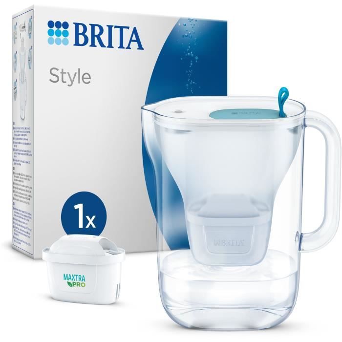 Carafe filtrante BRITA - Style Bleu - Capacité 2,4L dont 1,4L d'eau filtrée - 1 Cartouche Maxtra Pro All-In-1 incluse