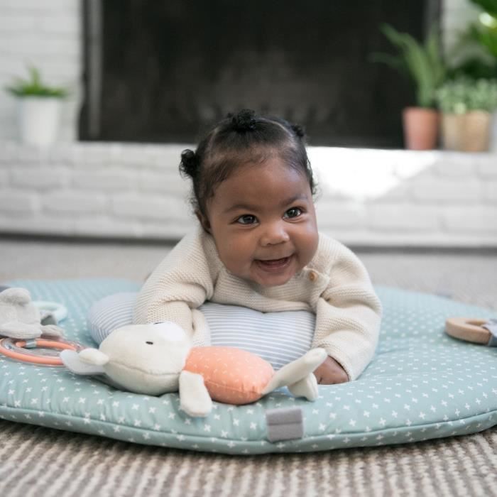 INGENUITY Tapis d'éveil réversible  bébé évolutif - Loamy™ -  pliable, arche de jeu en bois amovible, 5 jouets,cadeau bébé