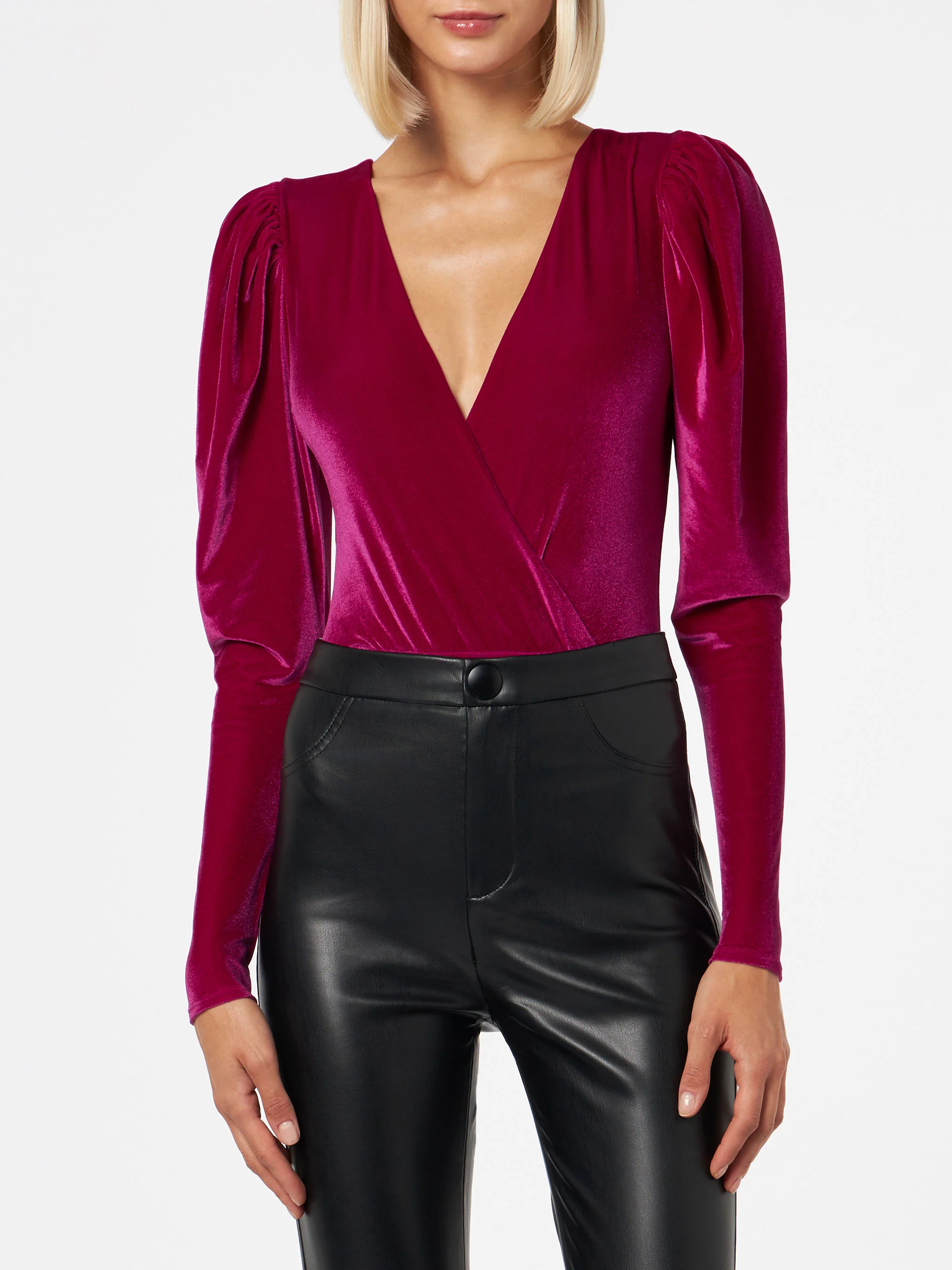 Fuchsia sammetsbody / hel dräkt