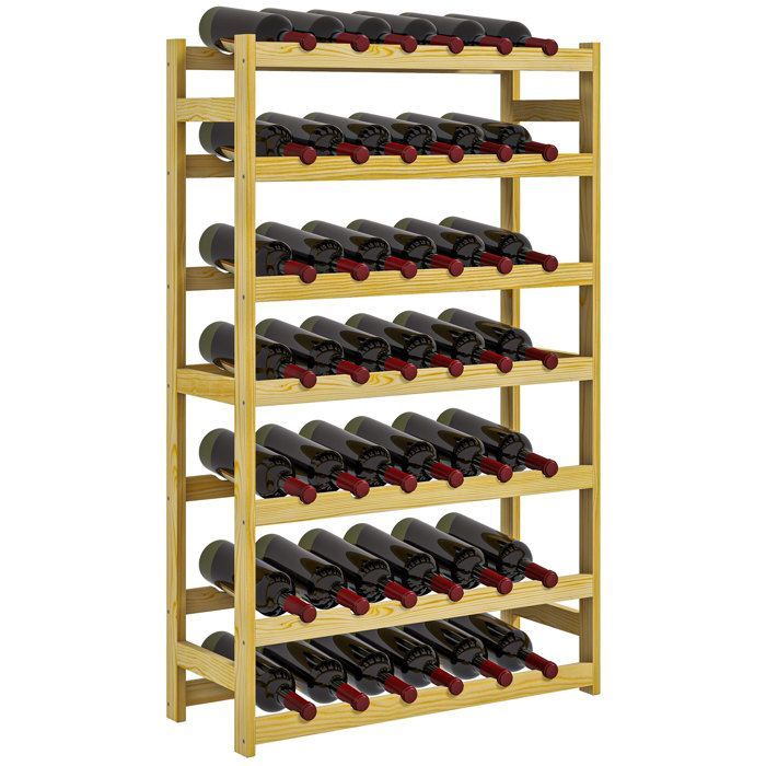 Bottle rack - HOMCOM - 7-tier wooden bottle holder for 42 bottles - 63 x 25 x 102cm - natural
