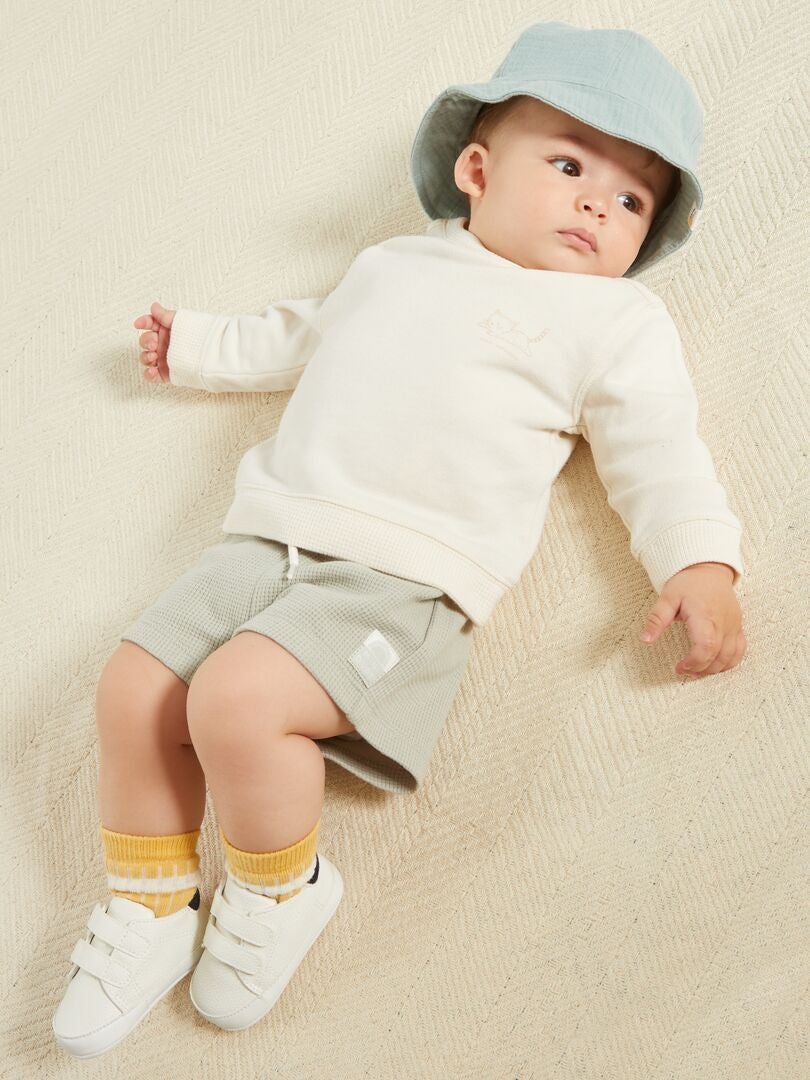 Tweekleurige sneakers met klittenbandsluiting - wit