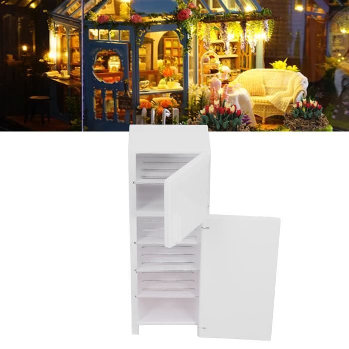 Miniature Refrigerator - SALUTUYA - 1:12 Dollhouse - Solid Wood - Double Door - 5x4.7x15cm