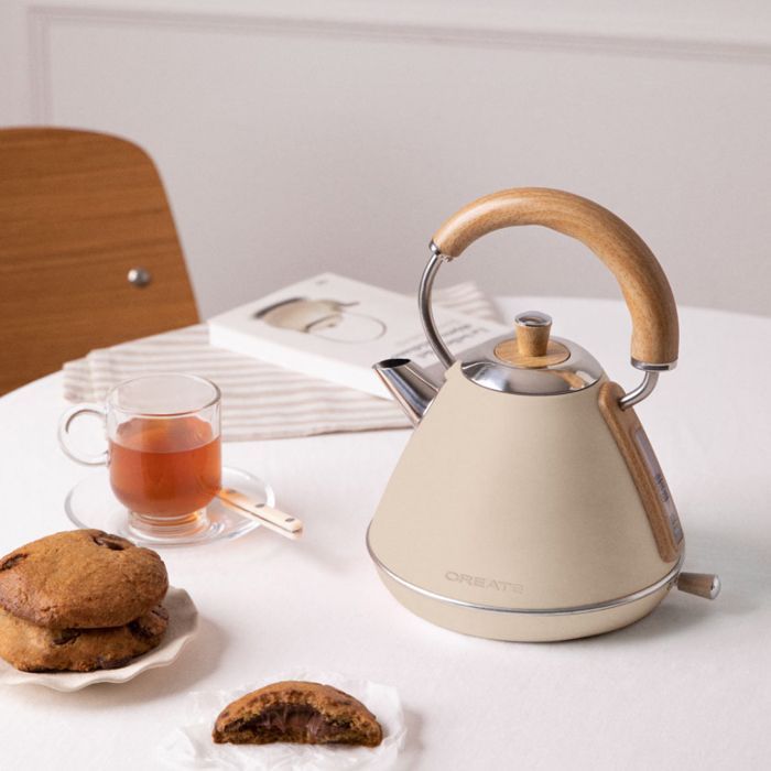 Bouilloire Électrique - Design Rétro - Acier Inoxydable - 1L/1,7L - Sécurité Automatique