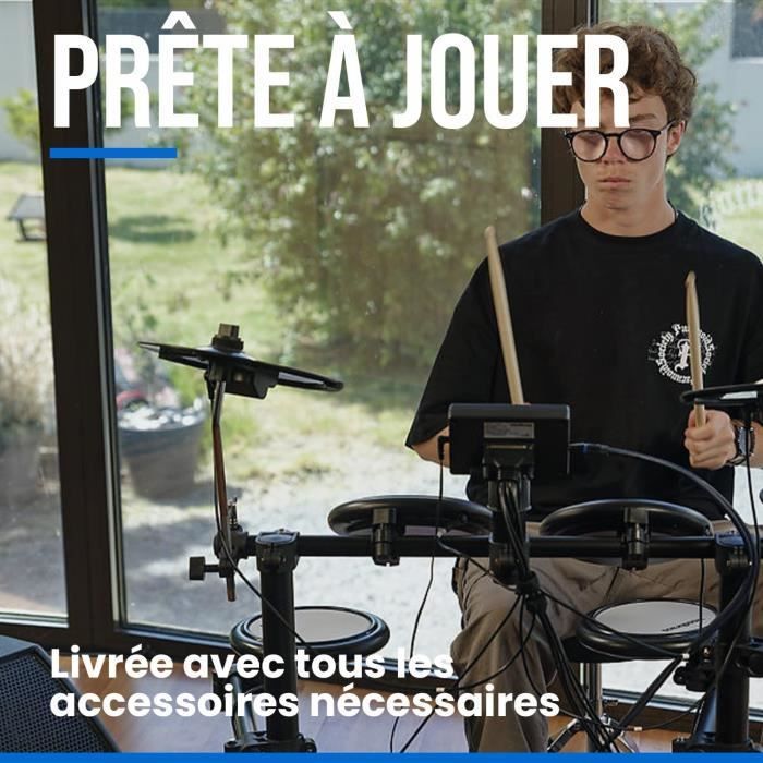 Batterie électronique - Woodbrass - DDX10-MESH - Pads en peaux maillées - Kit complet - Idéale pour tous niveaux