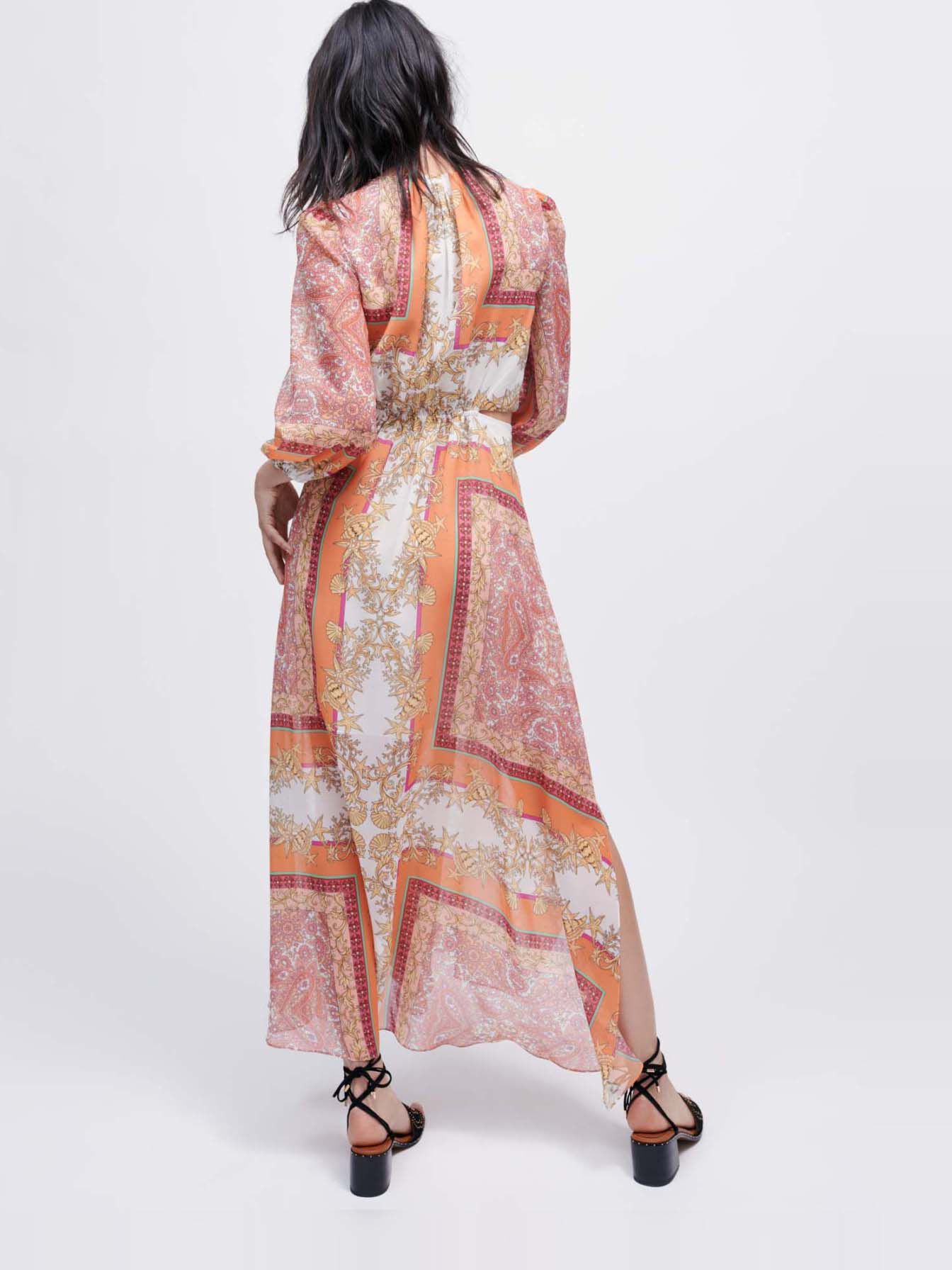 Bedrukte mousseline jurk - Foulard Coquillage
