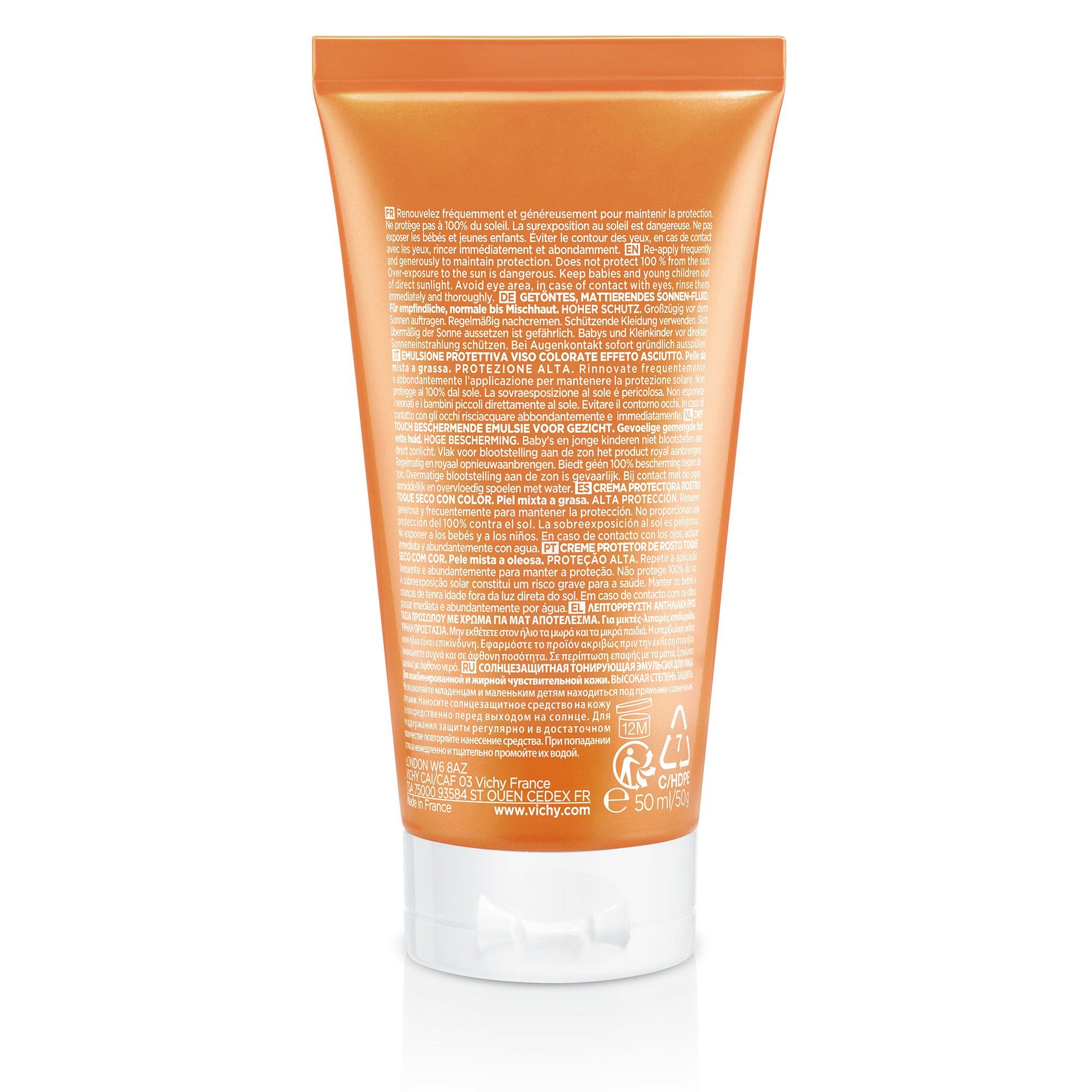 Zaščitni fluid Capital Soleil z barvo, suh na dotik SPF 50 Zaščita pred soncem iz lekarne