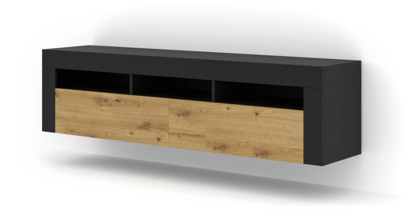 Szafka RTV MORENO 160 cm czarny mat / dąb artisan