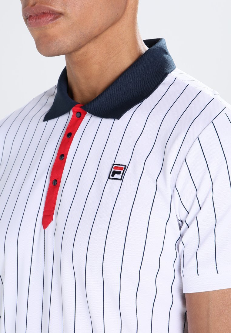 Fila STRIPES - Poloshirt - wit/peacotblauw/rood