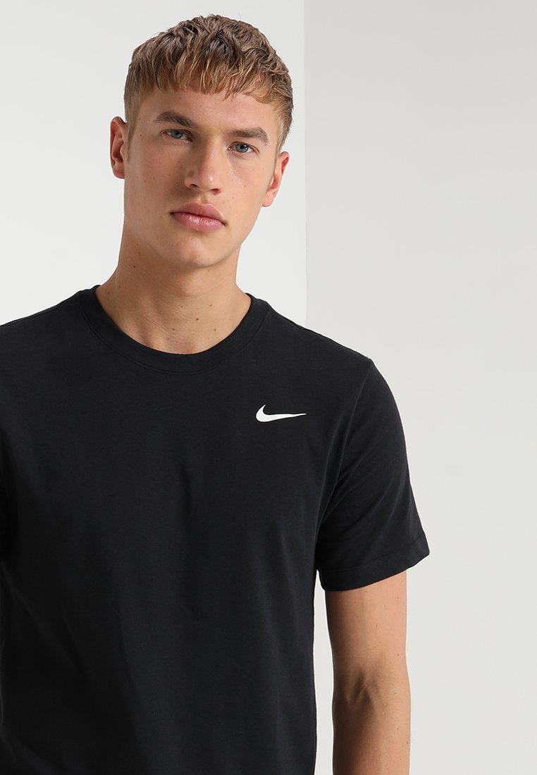 Nike Performance CREW SOLID - Sport-T-Shirt - schwarz/weiß