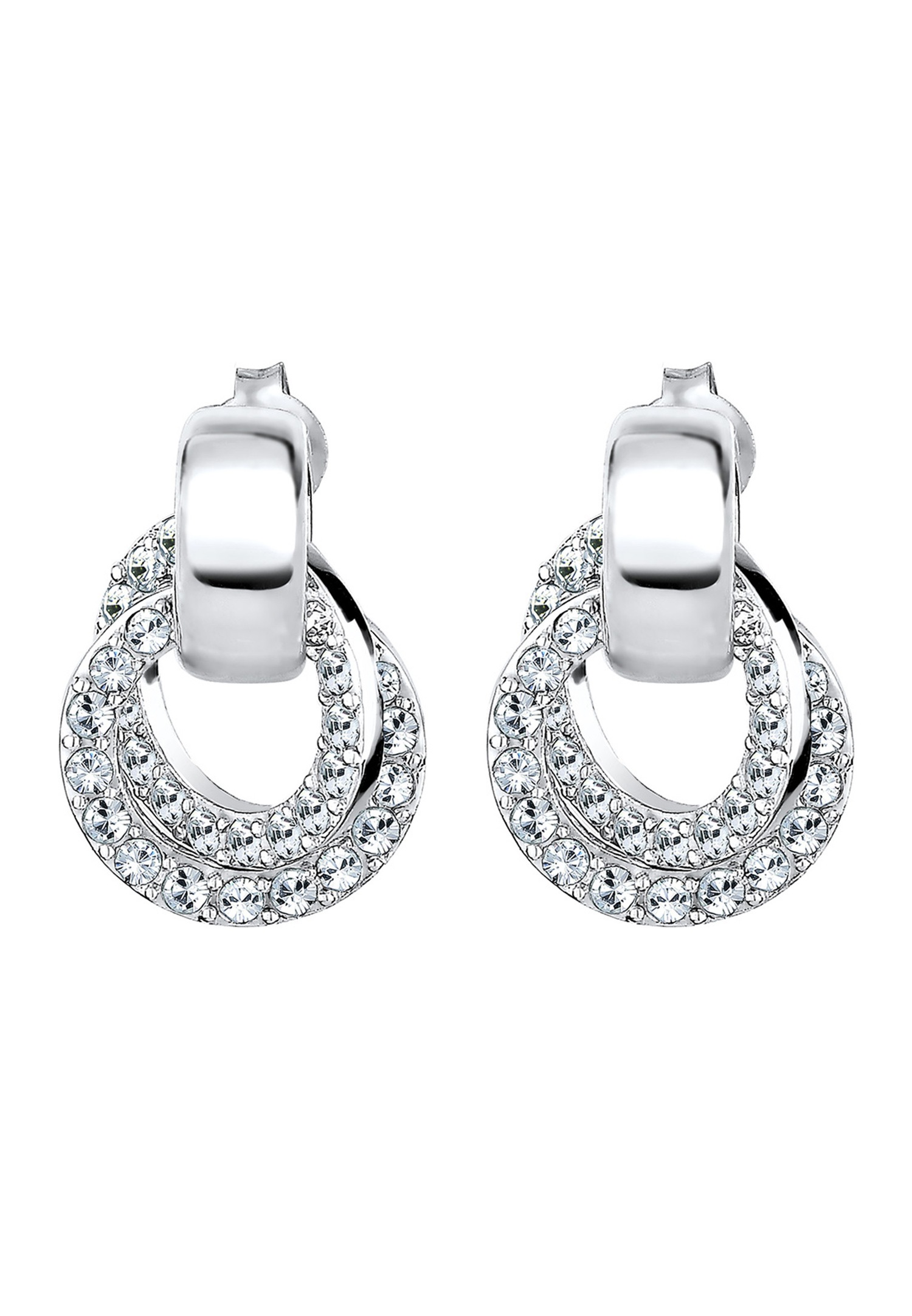 Elli Femmes Cercle Rond Glamour avec cristaux en argent sterling 925