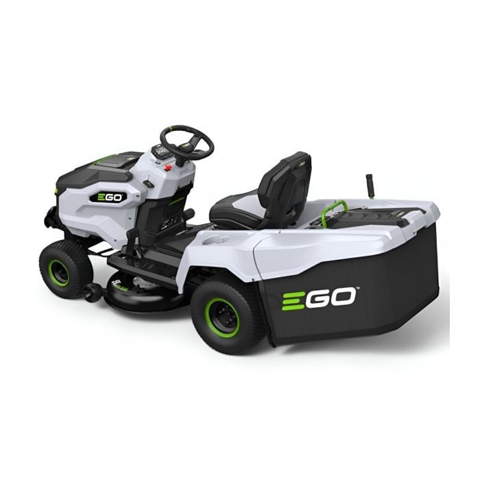 EGO TR3801E-B Ride-on Lawnmower Package: 98cm cutting width, 300-litre grass collector and mulching kit, 6 x 12Ah batteries and fast charger - EGO TR3801E-B