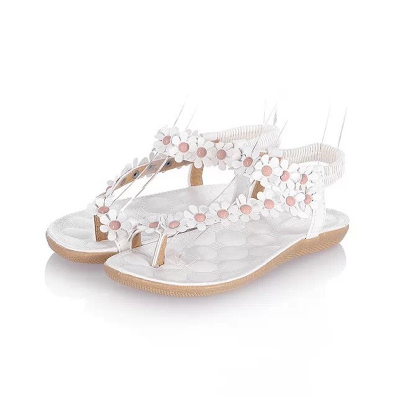 Sandales plates d'été 2021 pour femmes, style coréen, ornées de fleurs et de bouts cassés.