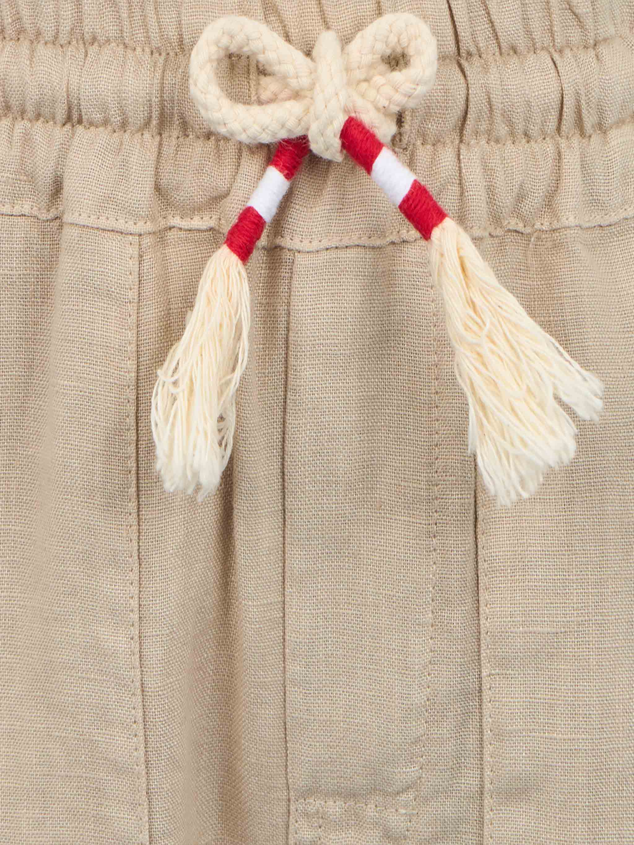Calais Jr beige linnen broek voor jongens met trekkoord